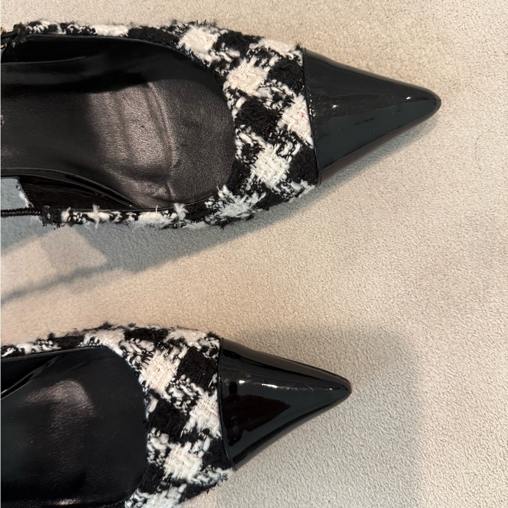 Chic Black and White Slingback Heels - Picture 4 of 6